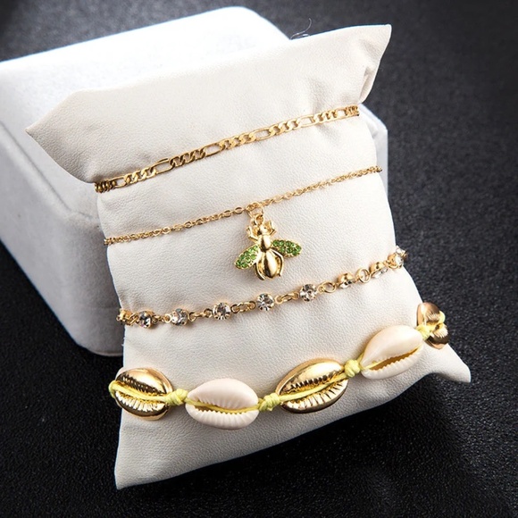 Bee Anklet 4 Piece Set, Bee Pendant Set - Picture 7 of 9